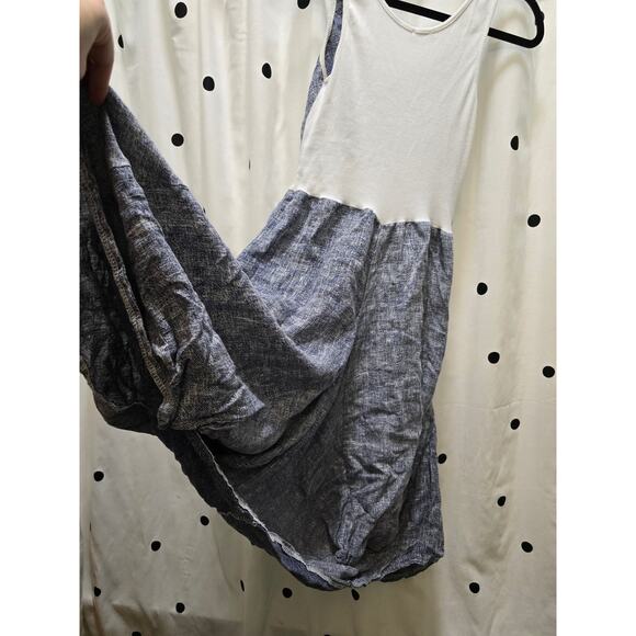 Carry Me Paris 100% linen bubble hem dress pockets small - Picture 9 of 10